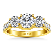 Three Stone Diamond Engagement Ring Victoria 14K Yellow Gold