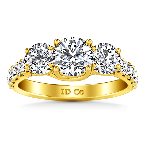 Three Stone Diamond Engagement Ring Victoria 14K Yellow Gold