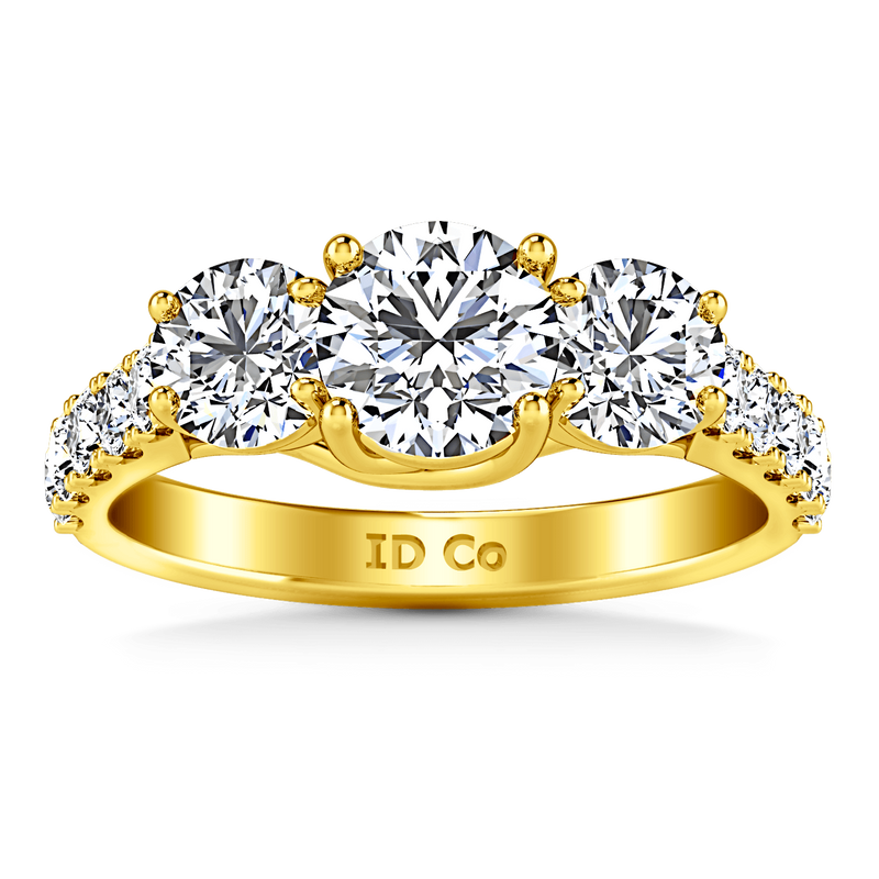 Three Stone Diamond Engagement Ring Victoria 14K Yellow Gold