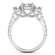 Round Diamond Three Stone Engagement Ring Victoria 14K White Gold