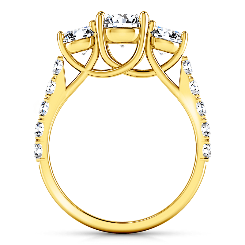Three Stone Diamond Engagement Ring Victoria 14K Yellow Gold