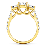 Three Stone Diamond Engagement Ring Victoria 14K Yellow Gold