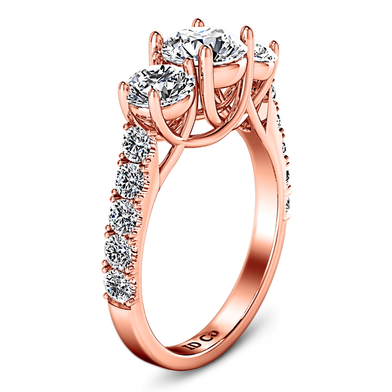Three Stone Diamond EngagementRing Victoria 14K Rose Gold