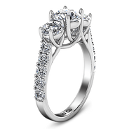 Round Diamond Three Stone Engagement Ring Victoria 14K White Gold