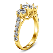 Three Stone Diamond Engagement Ring Victoria 14K Yellow Gold