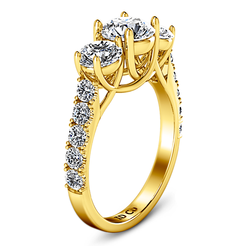 Three Stone Diamond Engagement Ring Victoria 14K Yellow Gold