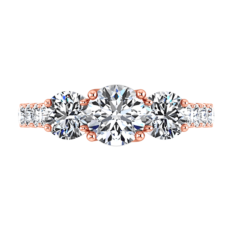 Three Stone Diamond EngagementRing Victoria 14K Rose Gold
