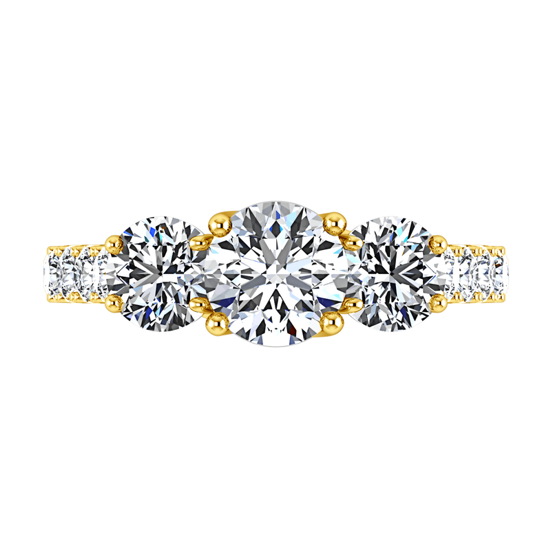 Three Stone Diamond Engagement Ring Victoria 14K Yellow Gold