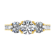 Three Stone Diamond Engagement Ring Victoria 14K Yellow Gold