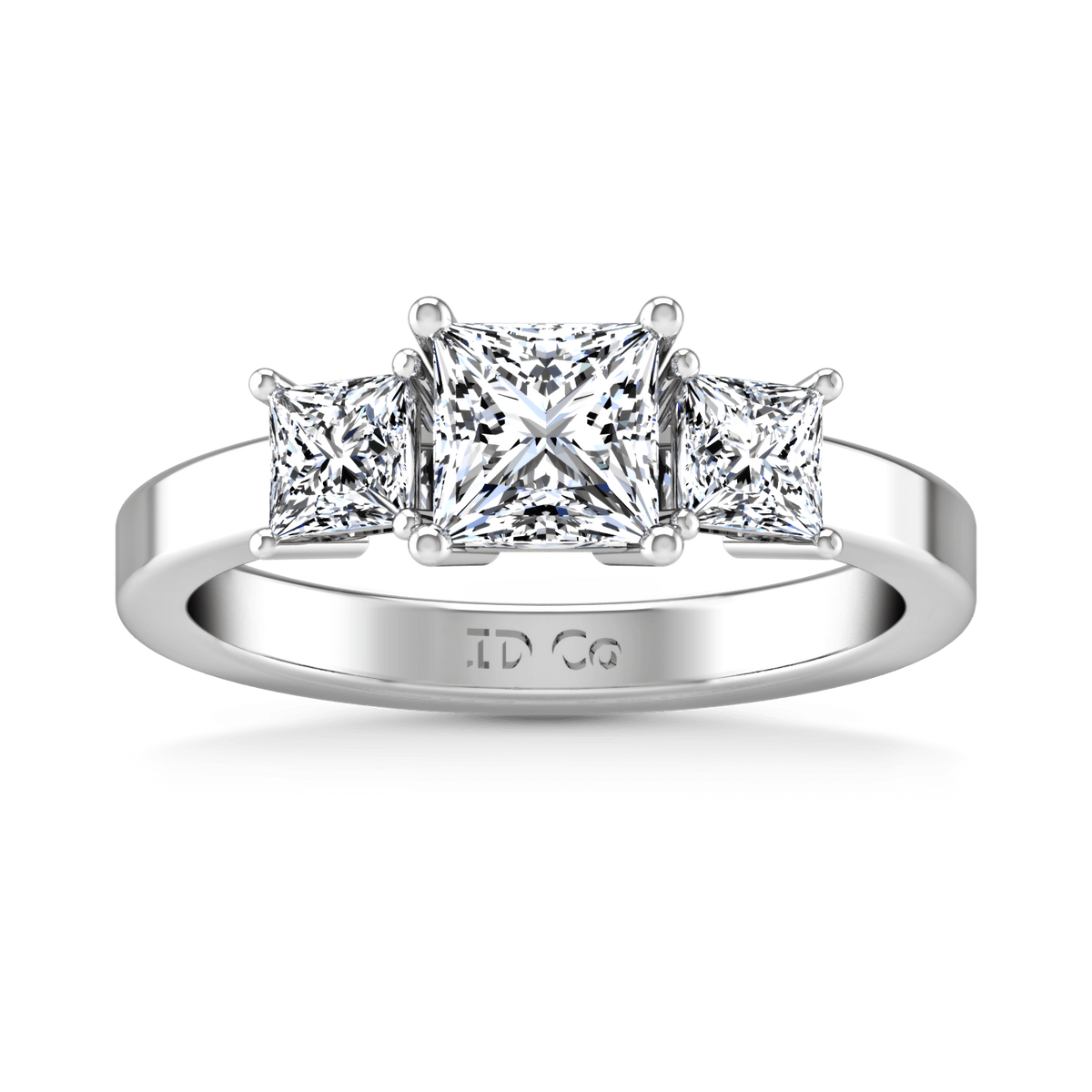 Three Stone Princess Cut Diamond Engagement Ring Alana 14K White Gold