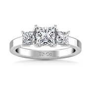 Three Stone Princess Cut Diamond Engagement Ring Alana 14K White Gold