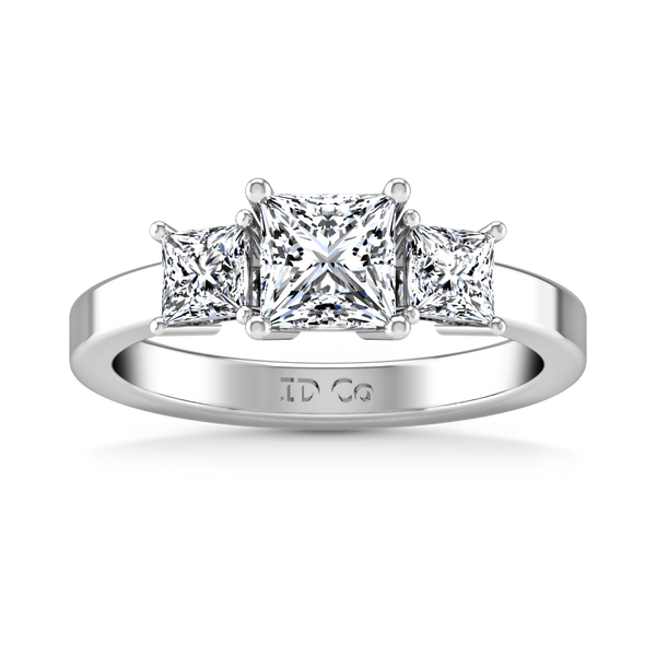 Three Stone Princess Cut Diamond Engagement Ring Alana 14K White Gold