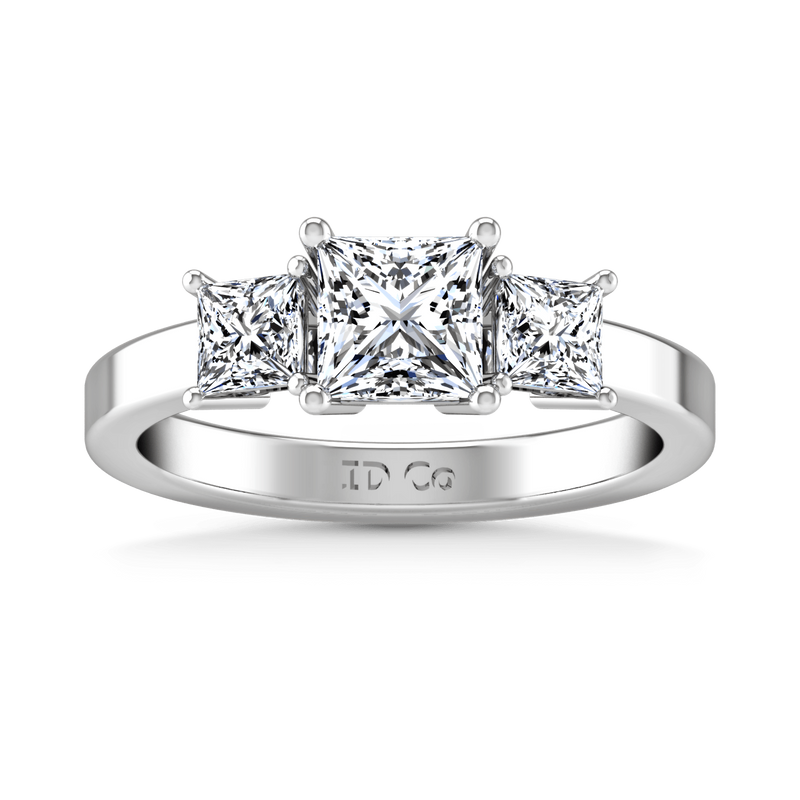Three Stone Princess Cut Diamond Engagement Ring Alana 14K White Gold