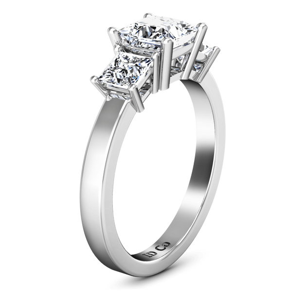 Three Stone Princess Cut Diamond Engagement Ring Alana 14K White Gold