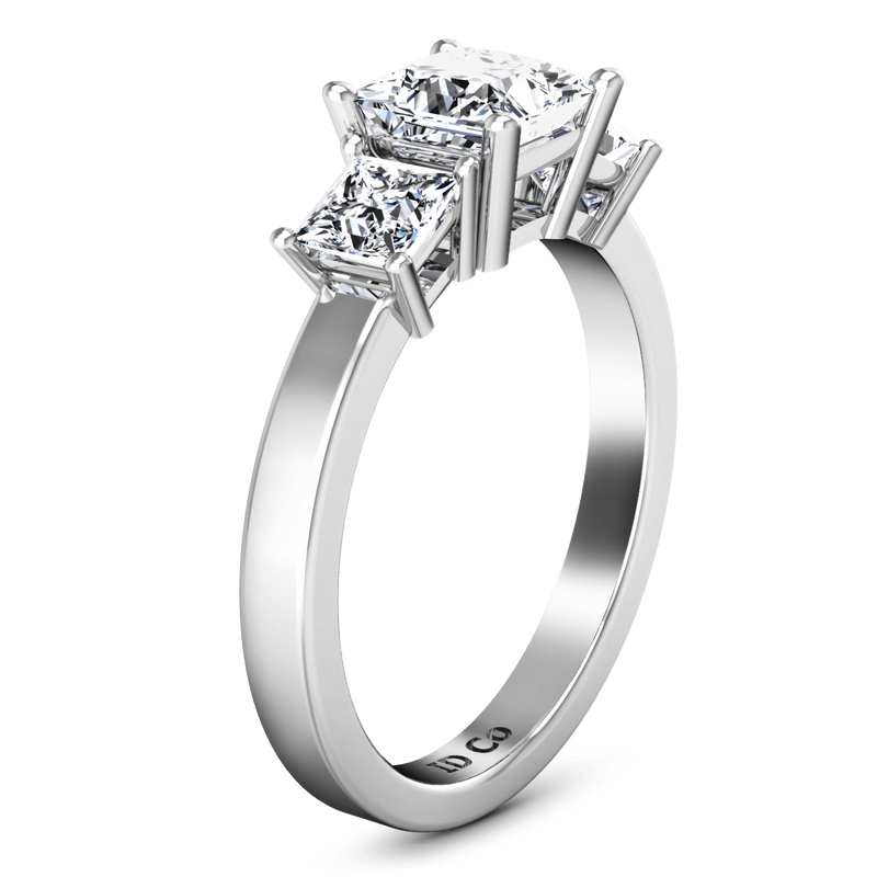 Three Stone Princess Cut Diamond Engagement Ring Alana 14K White Gold