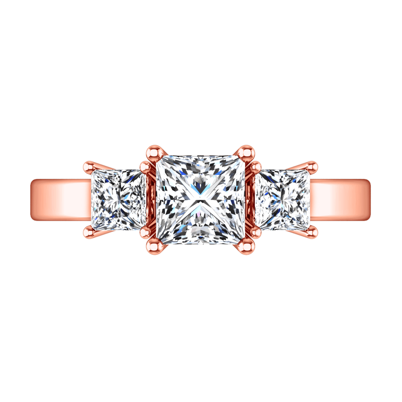 Three Stone Diamond EngagementRing Alana 14K Rose Gold