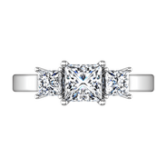 Three Stone Princess Cut Diamond Engagement Ring Alana 14K White Gold