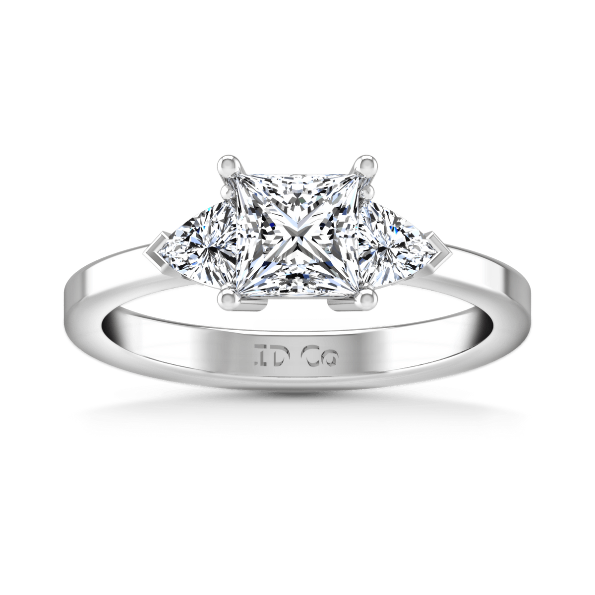 Three Stone Princess Cut Diamond Engagement Ring Simone 14K White Gold