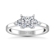 Three Stone Princess Cut Diamond Engagement Ring Simone 14K White Gold
