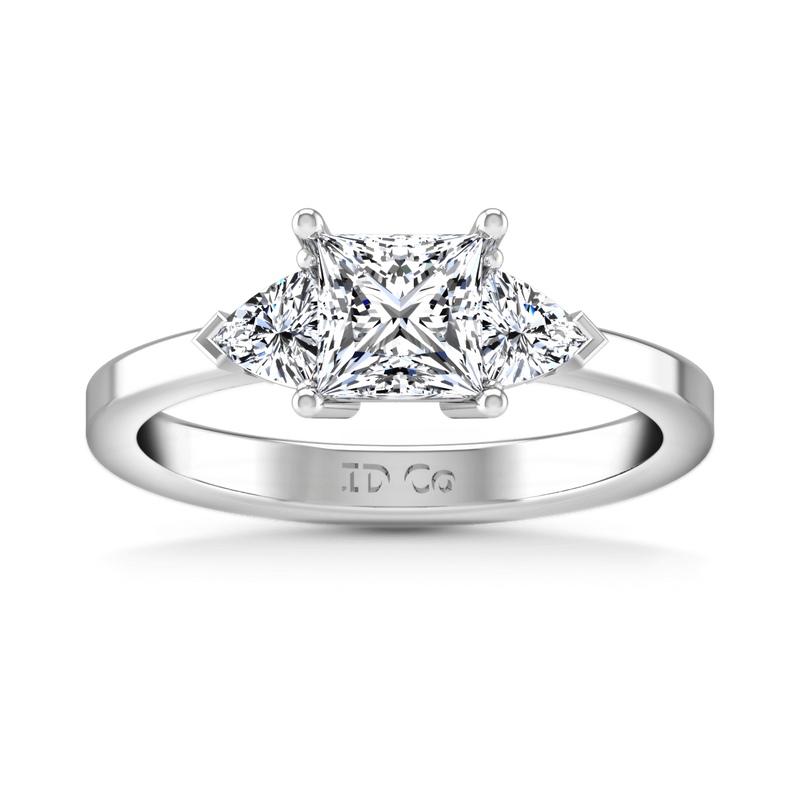 Three Stone Princess Cut Diamond Engagement Ring Simone 14K White Gold