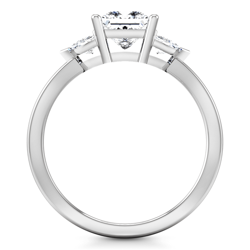 Three Stone Princess Cut Diamond Engagement Ring Simone 14K White Gold