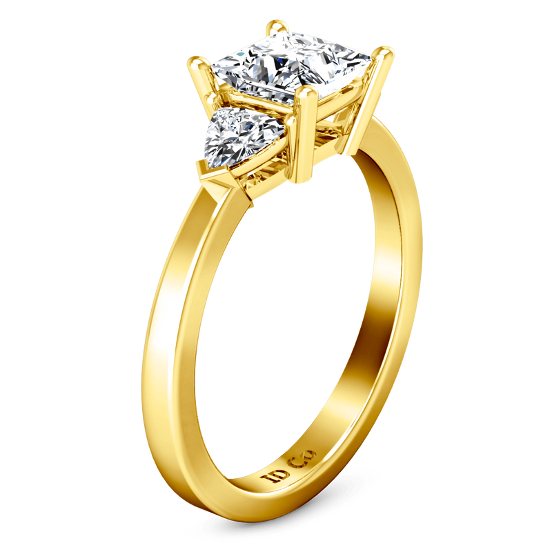 Three Stone Diamond Engagement Ring Simone 14K Yellow Gold
