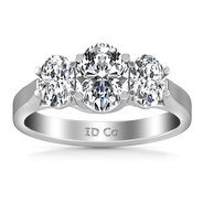 Three Stone Oval Diamond Engagement Ring Arabella 14K White Gold