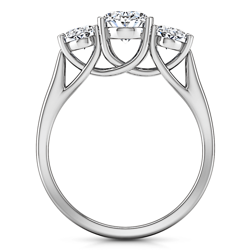 Three Stone Oval Diamond Engagement Ring Arabella 14K White Gold