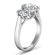 Three Stone Oval Diamond Engagement Ring Arabella 14K White Gold