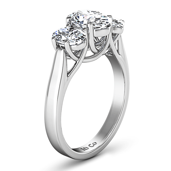 Three Stone Oval Diamond Engagement Ring Arabella 14K White Gold