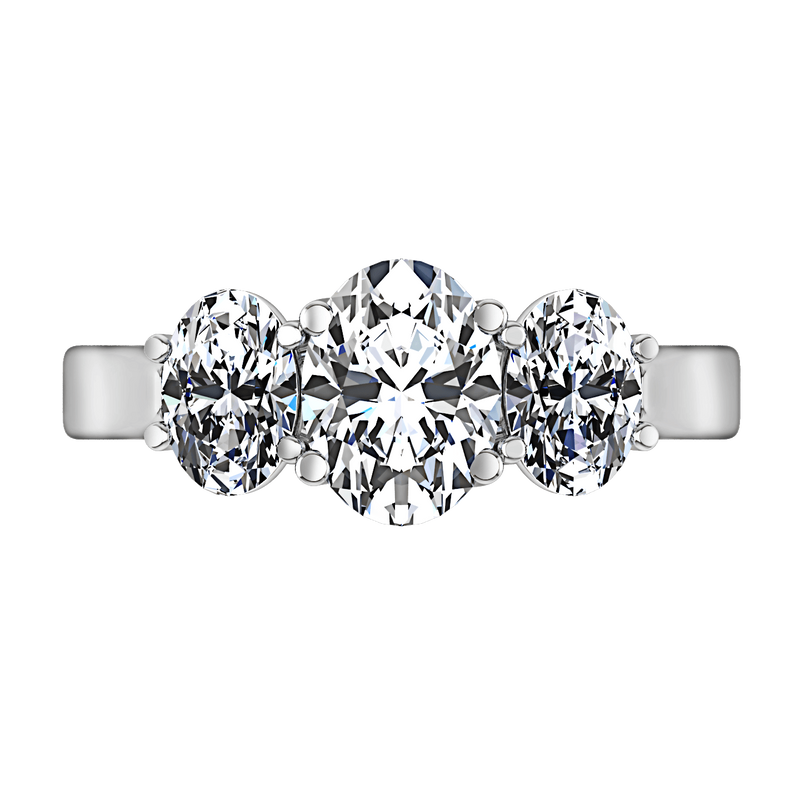 Three Stone Oval Diamond Engagement Ring Arabella 14K White Gold