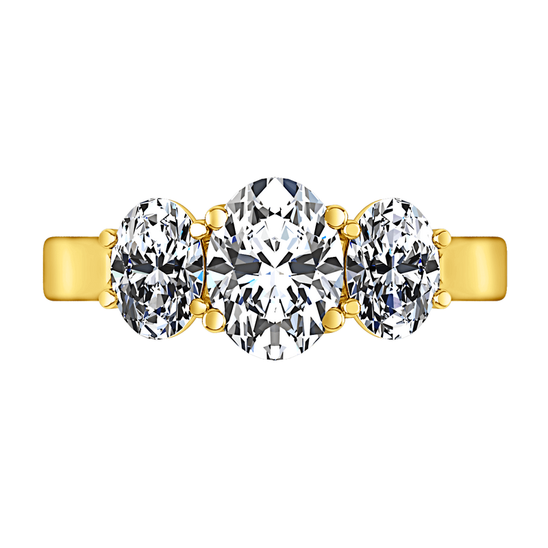 Three Stone Diamond Engagement Ring Arabella 14K Yellow Gold