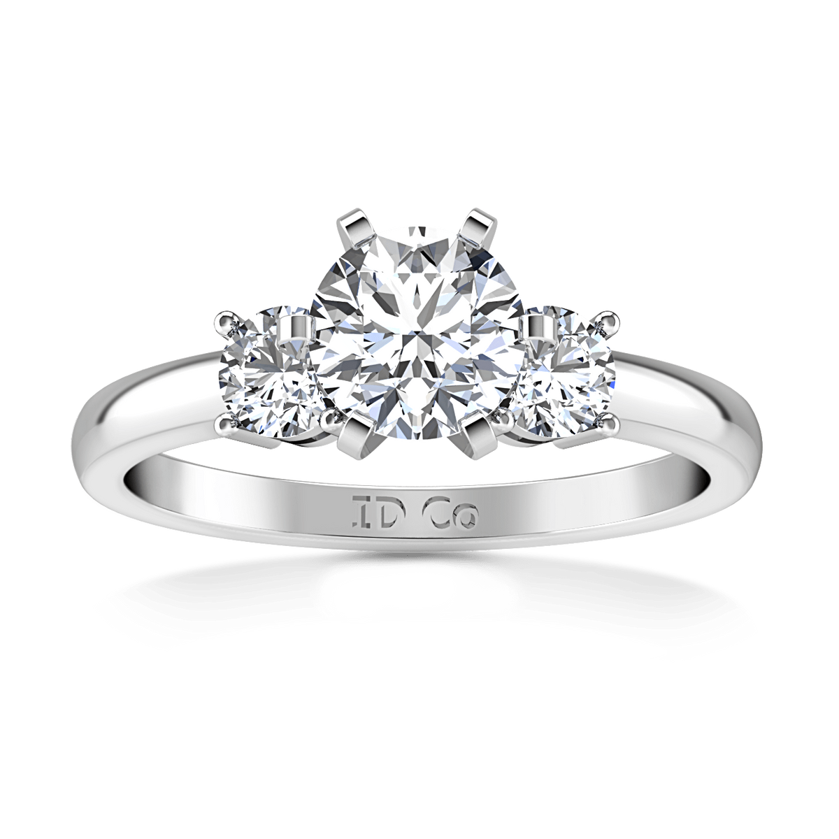 Round Diamond Three Stone Engagement Ring Talia 14K White Gold
