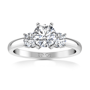 Round Diamond Three Stone Engagement Ring Talia 14K White Gold