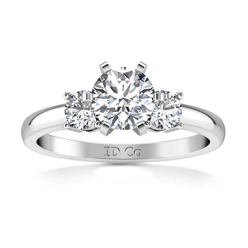 Round Diamond Three Stone Engagement Ring Talia 14K White Gold