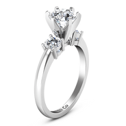 Round Diamond Three Stone Engagement Ring Talia 14K White Gold