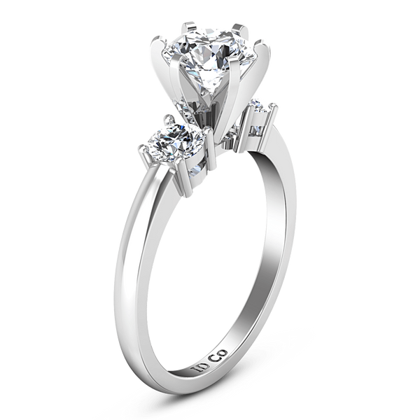 Round Diamond Three Stone Engagement Ring Talia 14K White Gold