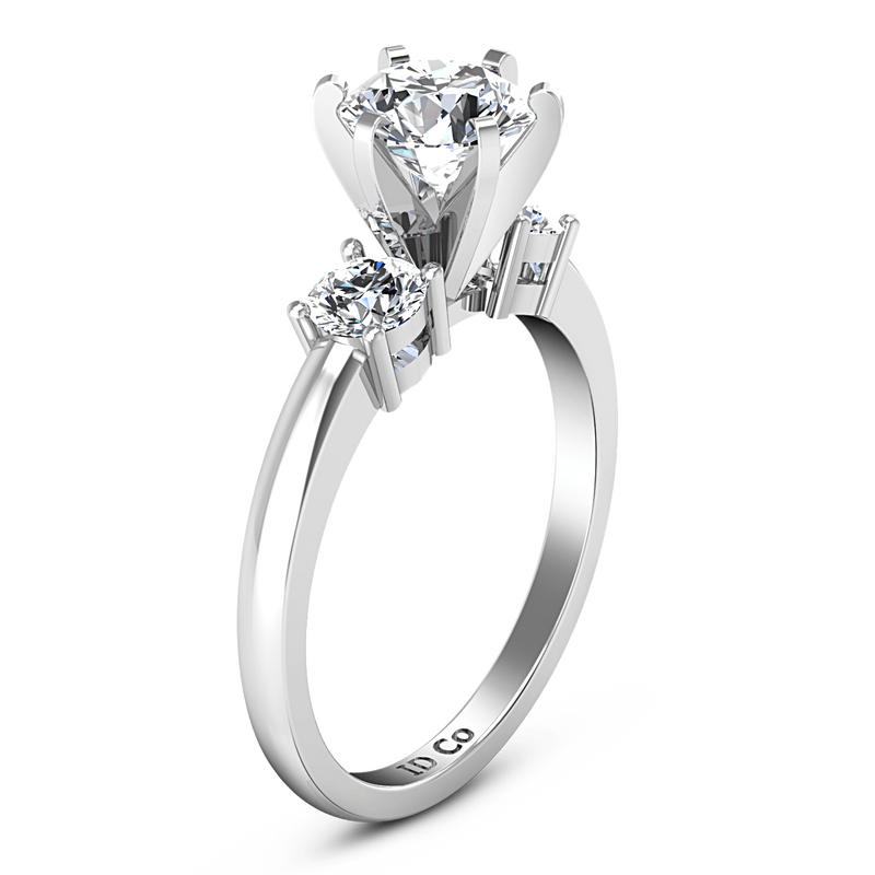 Round Diamond Three Stone Engagement Ring Talia 14K White Gold