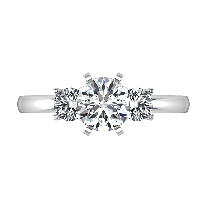 Round Diamond Three Stone Engagement Ring Talia 14K White Gold