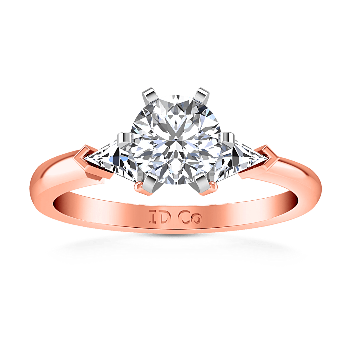 Three Stone Diamond EngagementRing Miranda Trilliant 14K Rose Gold