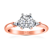 Three Stone Diamond EngagementRing Miranda Trilliant 14K Rose Gold