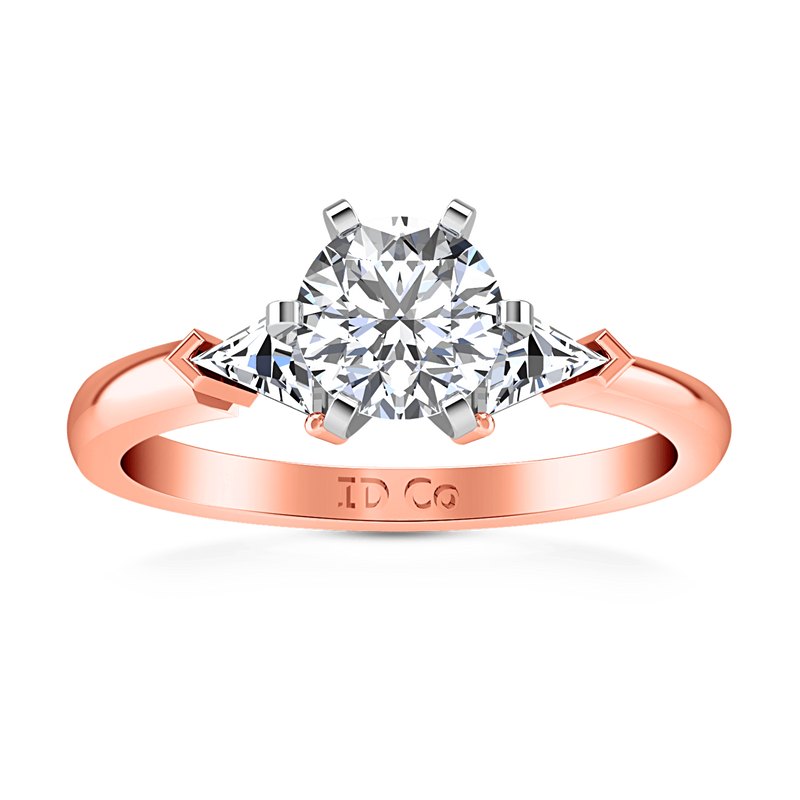 Three Stone Diamond EngagementRing Miranda Trilliant 14K Rose Gold