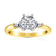 Three Stone Diamond Engagement Ring Miranda Trilliant 14K Yellow Gold
