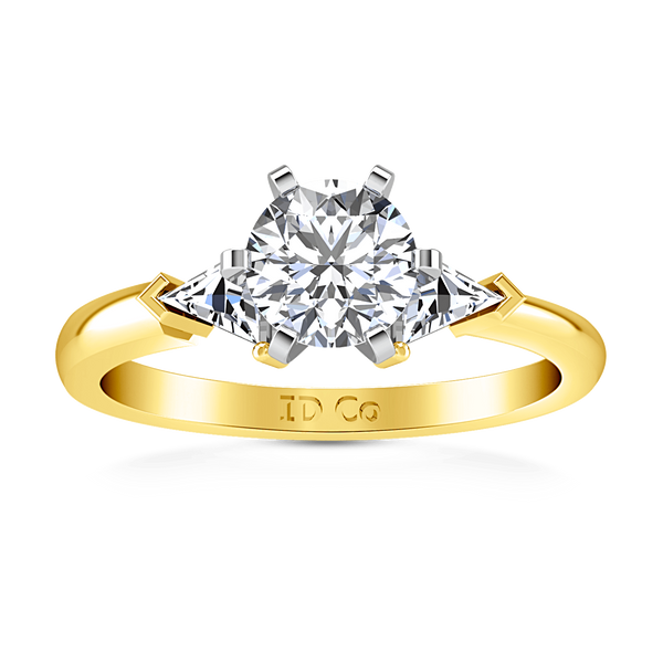 Three Stone Diamond Engagement Ring Miranda Trilliant 14K Yellow Gold