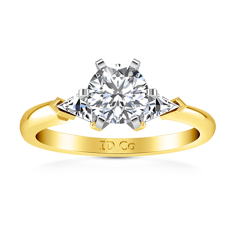 Three Stone Diamond Engagement Ring Miranda Trilliant 14K Yellow Gold