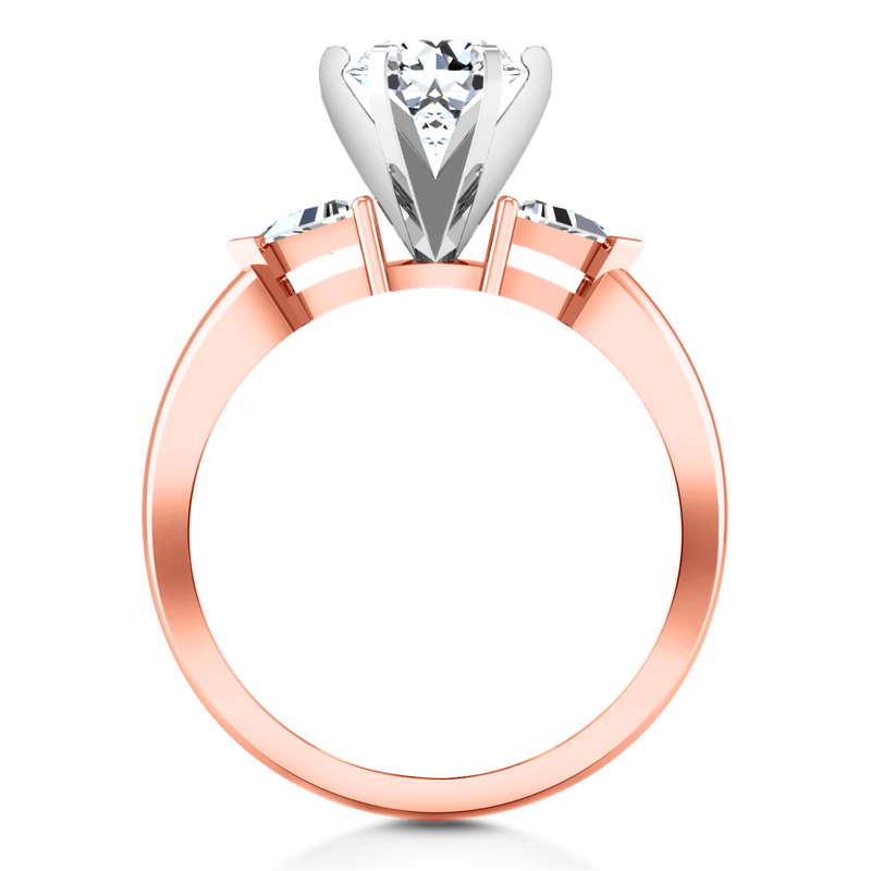 Three Stone Diamond EngagementRing Miranda Trilliant 14K Rose Gold