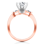 Three Stone Diamond EngagementRing Miranda Trilliant 14K Rose Gold