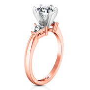 Three Stone Diamond EngagementRing Miranda Trilliant 14K Rose Gold