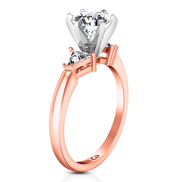 Three Stone Diamond EngagementRing Miranda Trilliant 14K Rose Gold