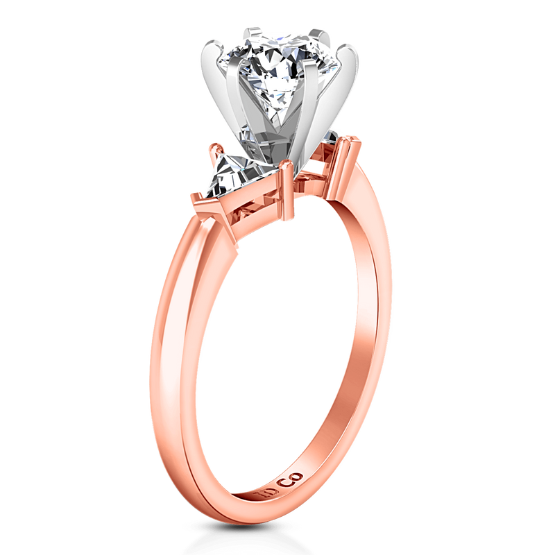 Three Stone Diamond EngagementRing Miranda Trilliant 14K Rose Gold